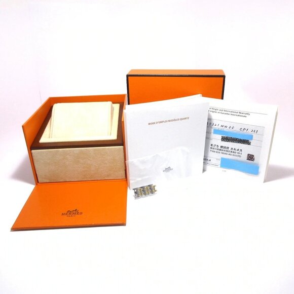 Auth HERMES Clipper Nacre CP1.221 3****** Rose Gold Silver Women's Wrist Watch - Picture 12 of 12